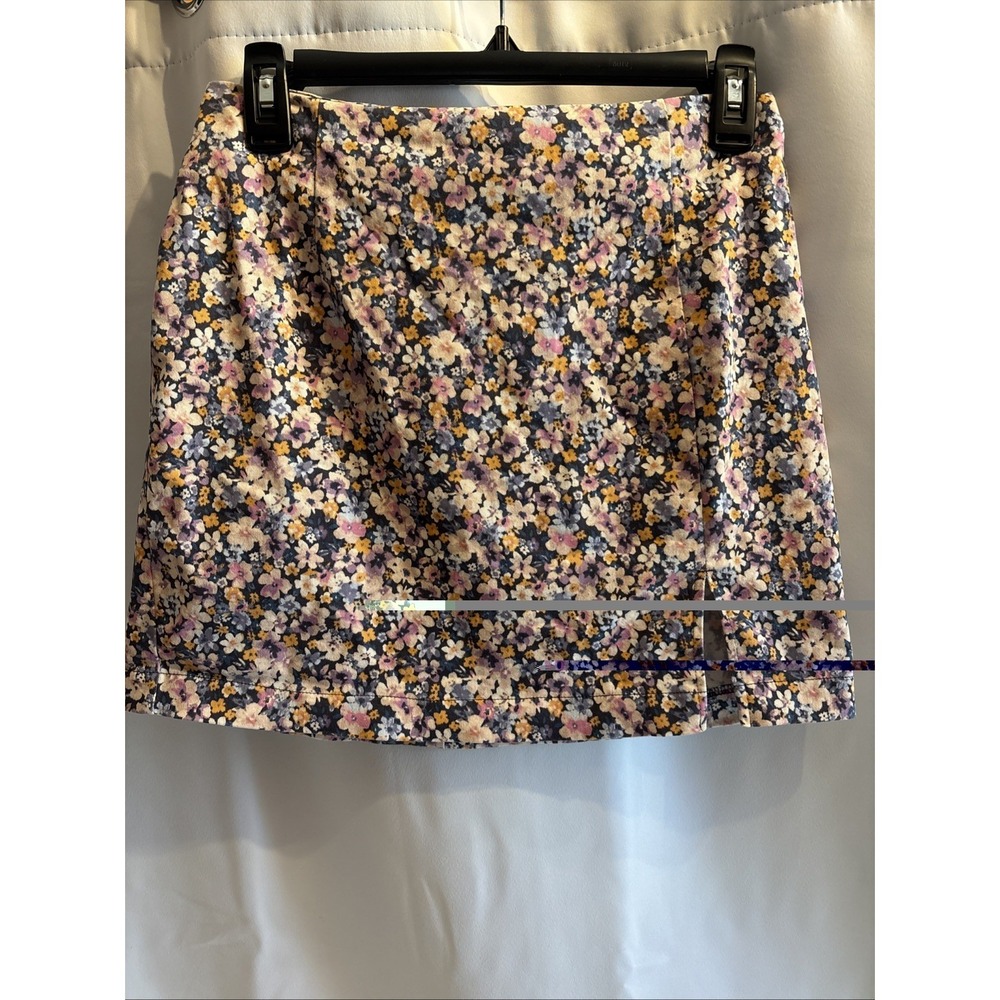 Wild Fable Skirt Womens 6 Pink Purple Blue Floral Mini Side Slit Y2K Boho Granny